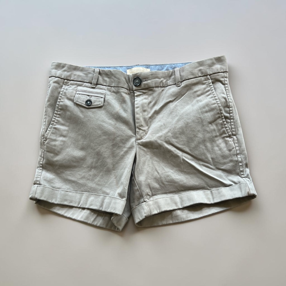 Banana Republic City Chino Shorts Womens 6 Khaki Tan Cuffed Cotton Twill Casual